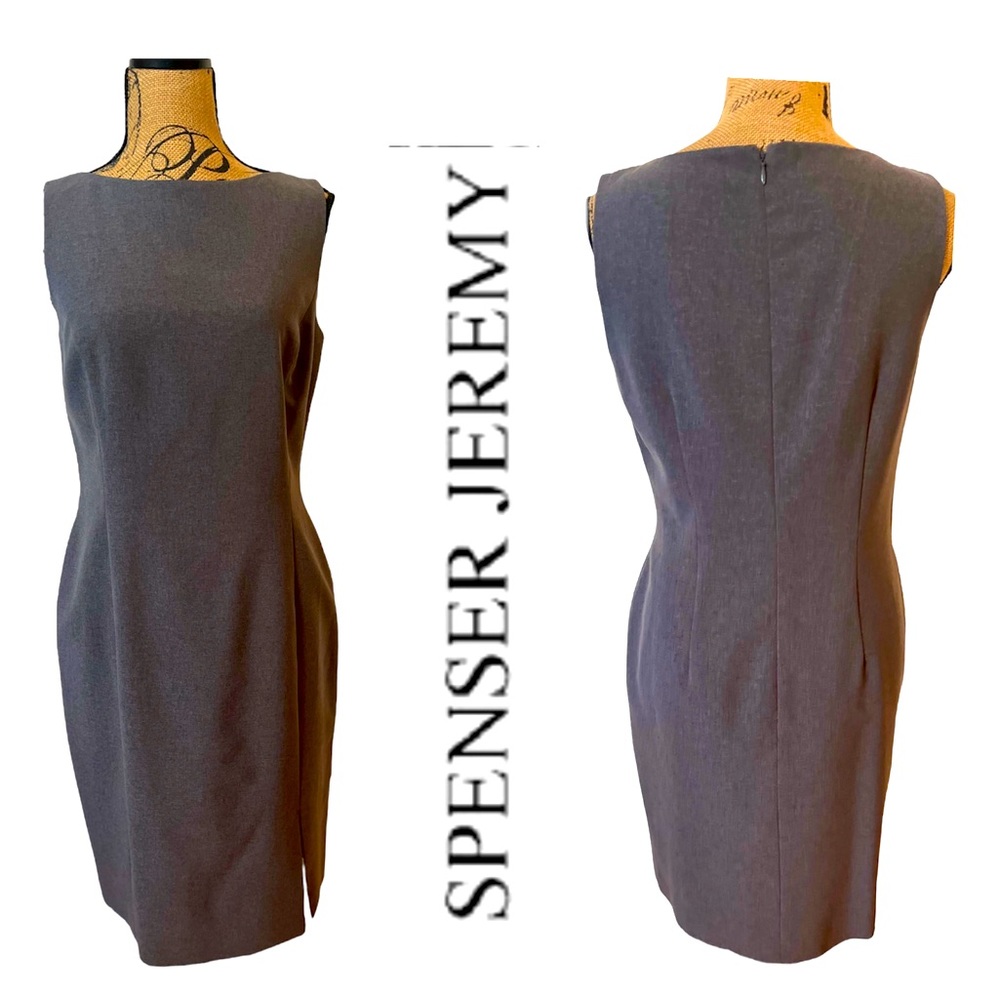 Spencer Jeremy Grey Timeless MIDI Sleeveless Sheath Dress 8